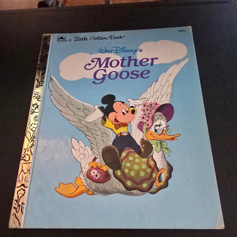 Vintage 1990s Little Golden Book Walt Disney Mother Goose Kids Blue Mickey Mouse